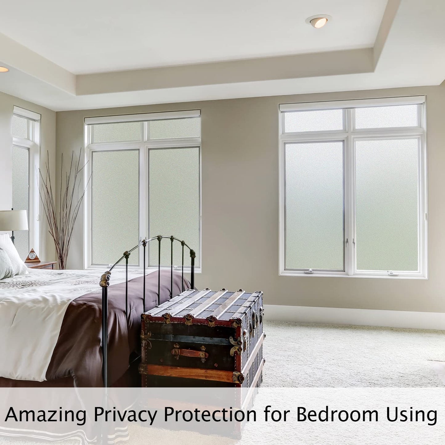 HIDBEA Frosted Window Privacy Film Heat Control UV Blocking, Static Cling Non-Adhesive Reusable Door coverings for Bathroom Home Office (Frosted 17.5 Inch x 6.5 Feet)