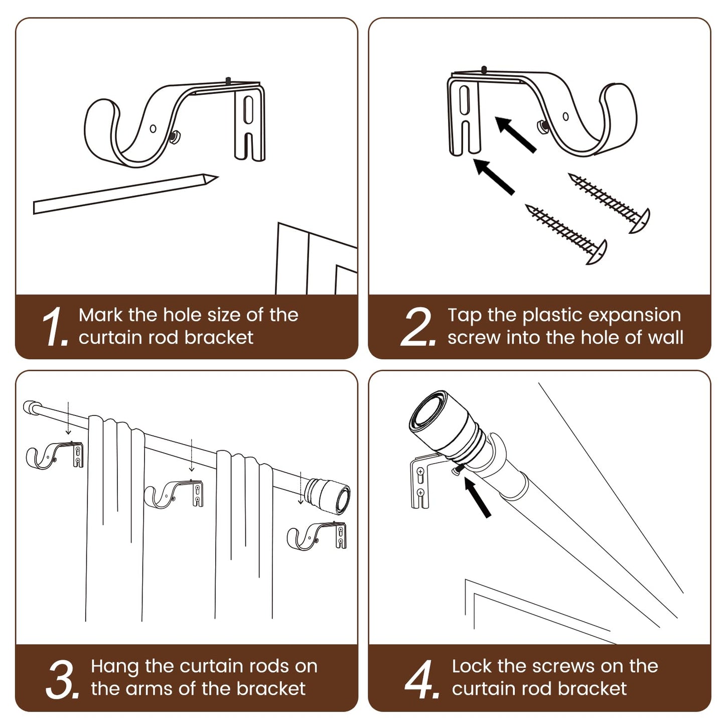 1” Diameter Curtain Rods Itself is 30 to 144 inch 1 Pack Fit 30-142 inch, 66 to 120 inch Window with Heavy Duty Adjustable Rod Matte Black Splicing Metal Extra Long Curtain Rod for Windows