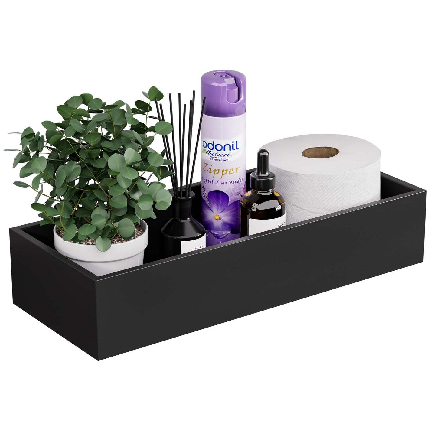 ZHWS Toilet Paper Basket, Bathroom Basket for Counter Toiletires Decor Towel TP, Back of Toilet Organizer Storage, Guest Toilet Tank Tray, Vanity Tray for Perfume Makeup Kitchen 15"x6"x3" Black
