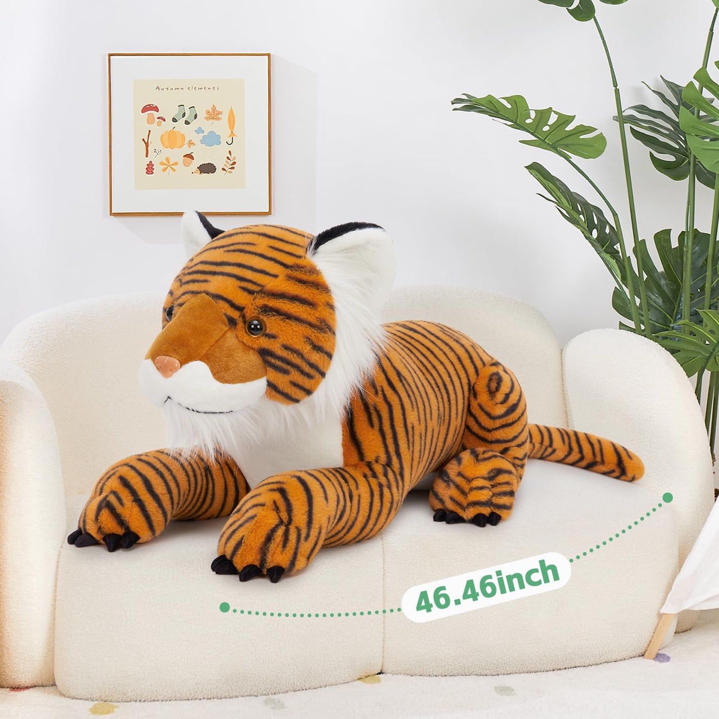 MaoGoLan Giant Tiger Stuffed Animal - 46” Realistic Tiger Plush Toy for Boy Girl Kid, Soft Fluffy Wild Cat Zoo Animal Toy Plush Pillow for Birthday Gift, Baby Shower Party Favor, Home Decor