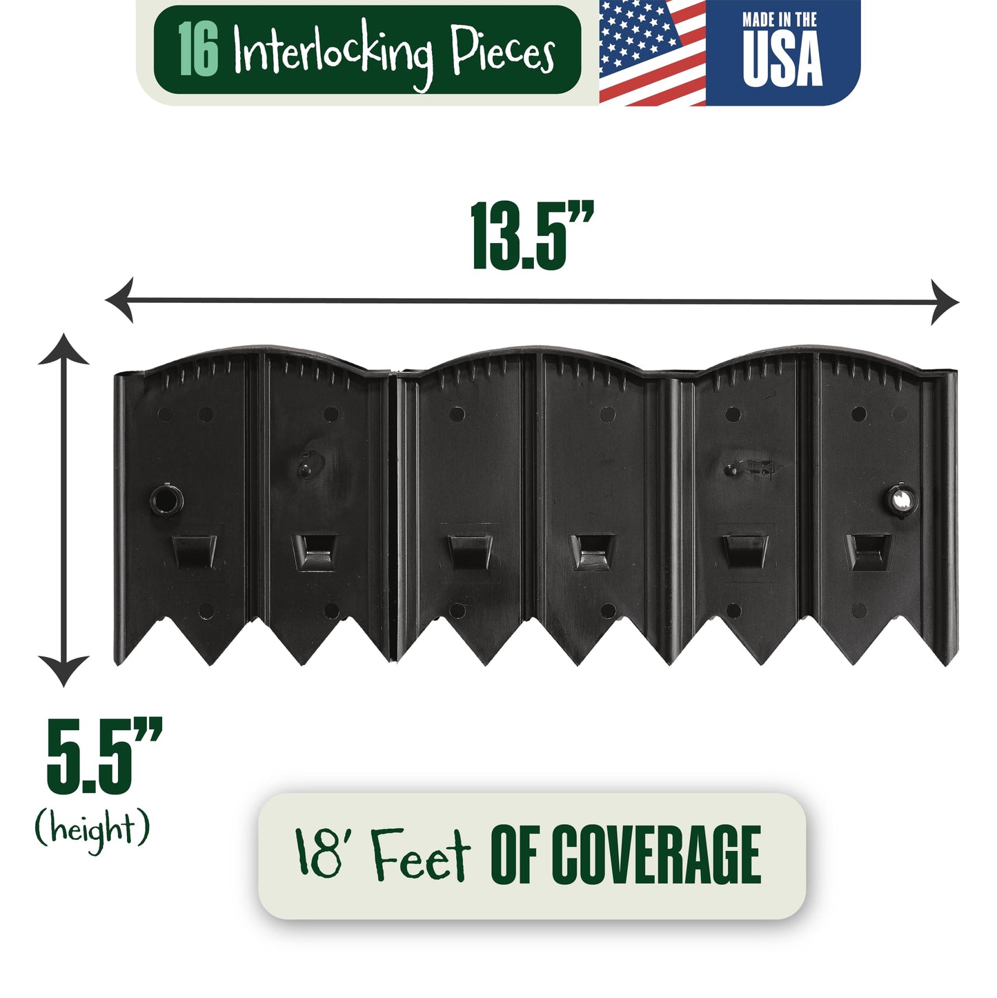 Dalen HammerEdge Pound in Edging - 16 Durable Interlocking Pieces -18 feet of Coverage - Made in USA - Easy to Install - 1 Pack