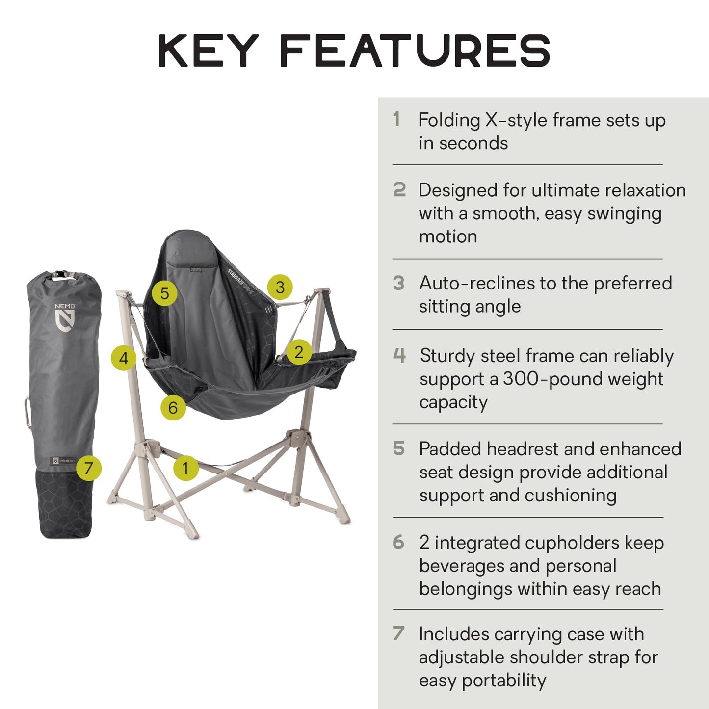 Nemo Equipment Stargaze EVO-X Folding Reclining Camp Chair - Goodnight Black - One Size