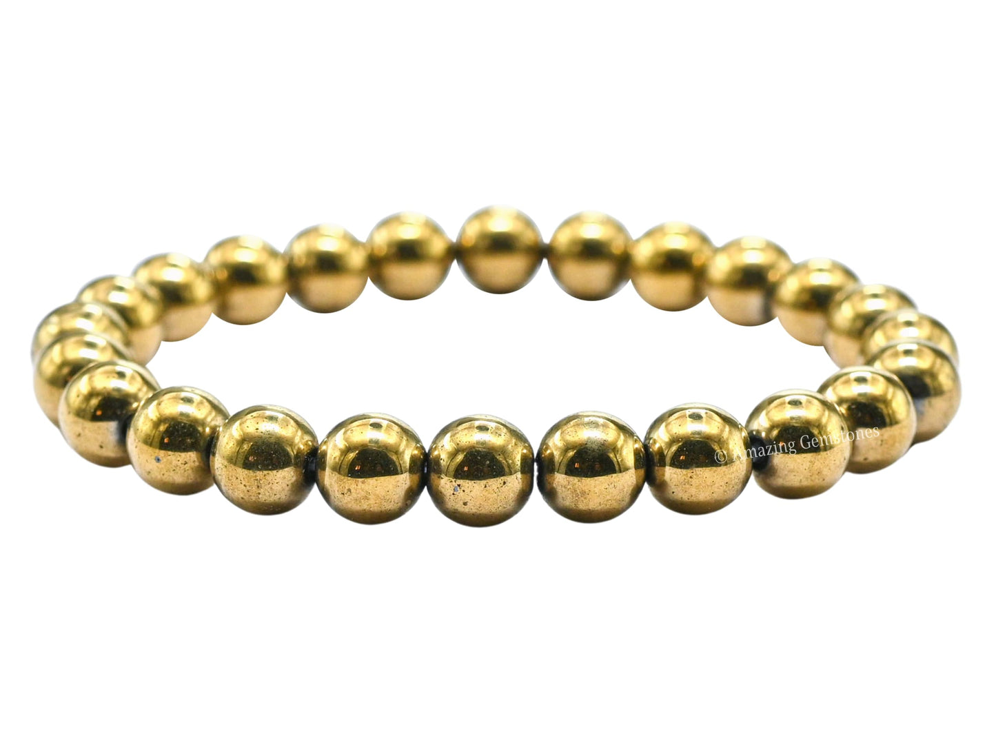 Amazing Gemstone Crystal Bracelet for Women Men's Gifts - Protection Healing Crystal Bracelet - 8mm Gemstone Beaded Stretchable Bracelet Pulseras Para Hombres Mujer Stocking Stuffers Mothers Day Gift (Golden Hematite)