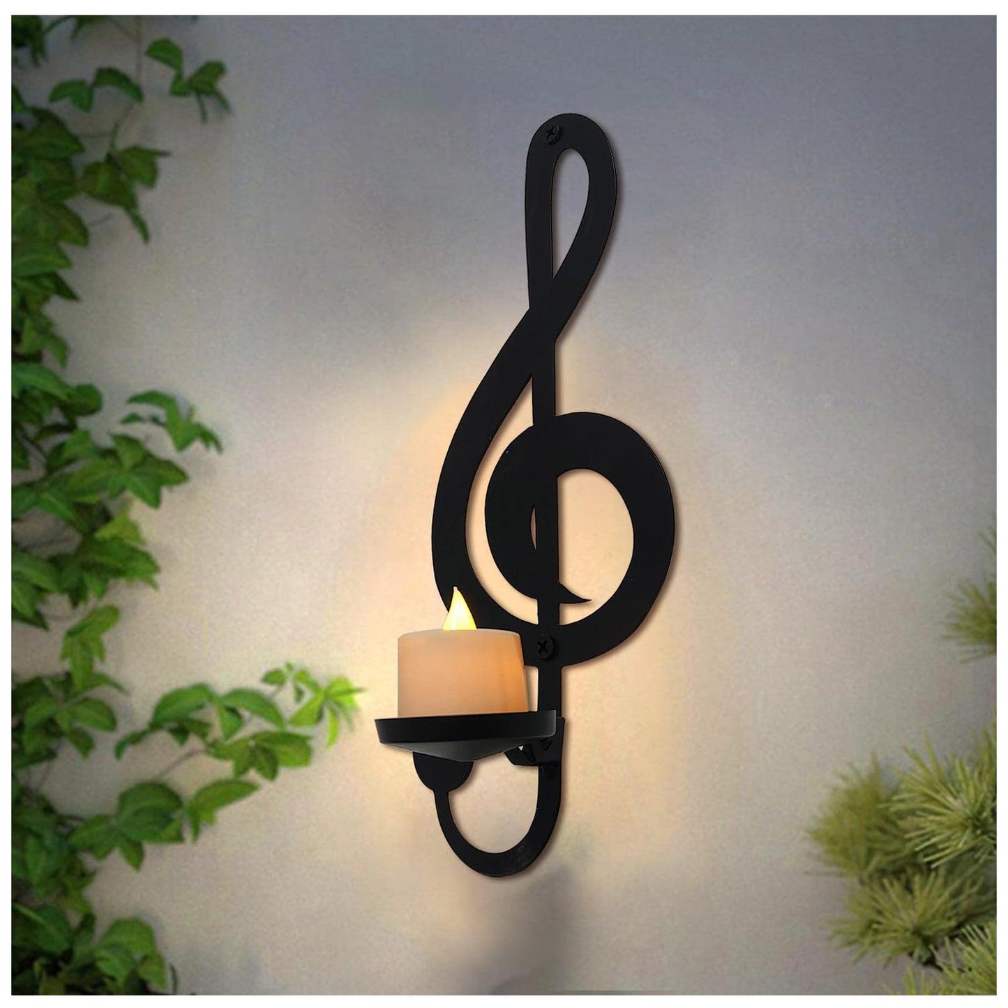 Candle Sconces Wall Musical Note Sconces Decor Wall Mounted Metal Candle Holders with Foldable Tray ZAYHENYOO for Music Lovers, Music Room, Christmas As A Gift(1, L-A)