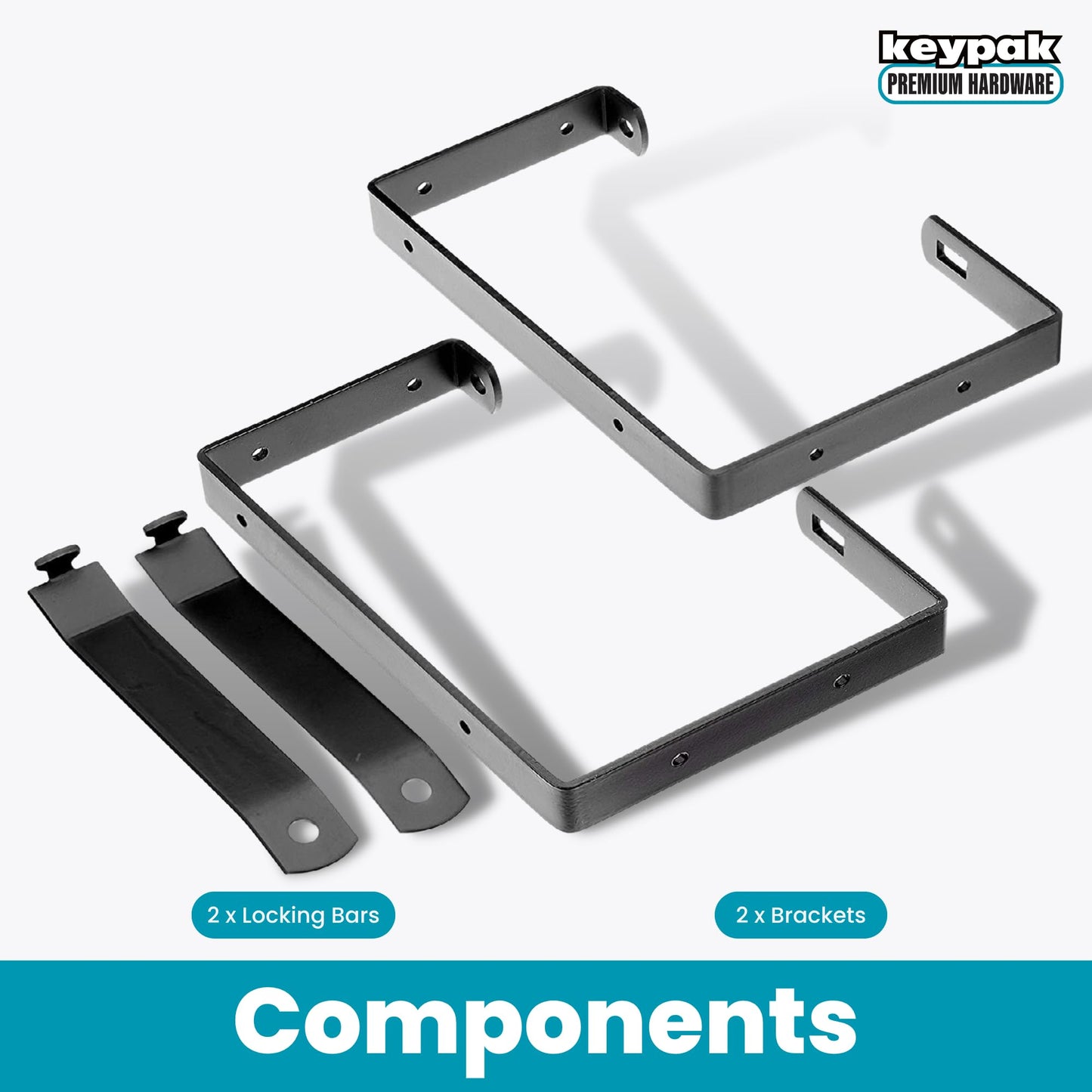 Keypak ST0555B 2 Pack Universal Lockable Wall Ladder Rack Brackets Secure Storage, Black, 170 x 235 x 30 mm
