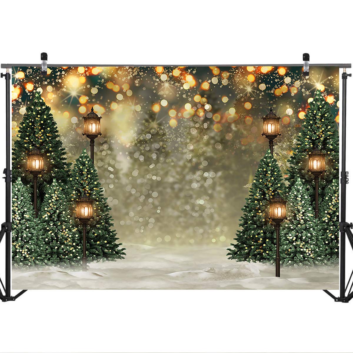Mocsicka 10x8ft Winter Snowflake Christmas Tree Backdrop Christmas Glitter Bokeh Newborn Baby Shower Birthday Photo Backdrops Xmas Pine Tree Party Decors Photography Background