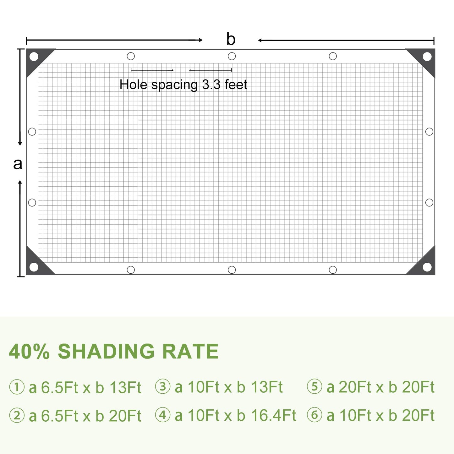 DGSL 40% Shade Cloth Greenhouse Shade Cover with Grommets - 20Ft x 20Ft Mesh Tarp for Pergola, Patio Plants, Chicken Coop, Garden, Outdoor, Backyard