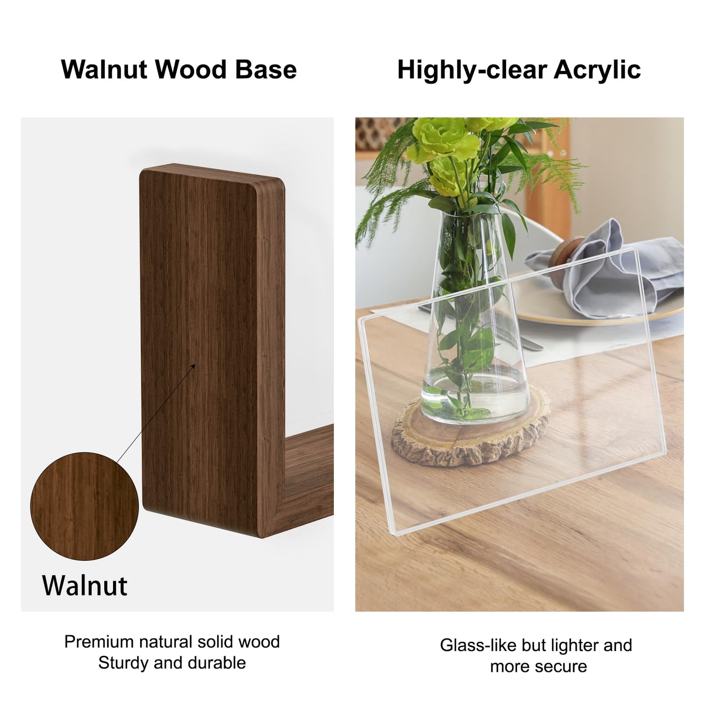 Mixoo 4x6 Picture Frame Rotating Photo Frame, Wooden Picture Frames 4x6 Horizontal Double sided Rustic Floating Frame for Desk Tabletop Family Office Wedding