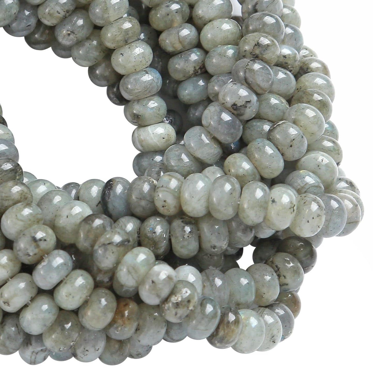 5x8mm 76pcs Natural Gray Labradorite Stone Rondelle Spacer Loose Beads Abacus Disk Stone Round Loose Gemstone Beads for Jewelry Making DIY Bracelet Necklace