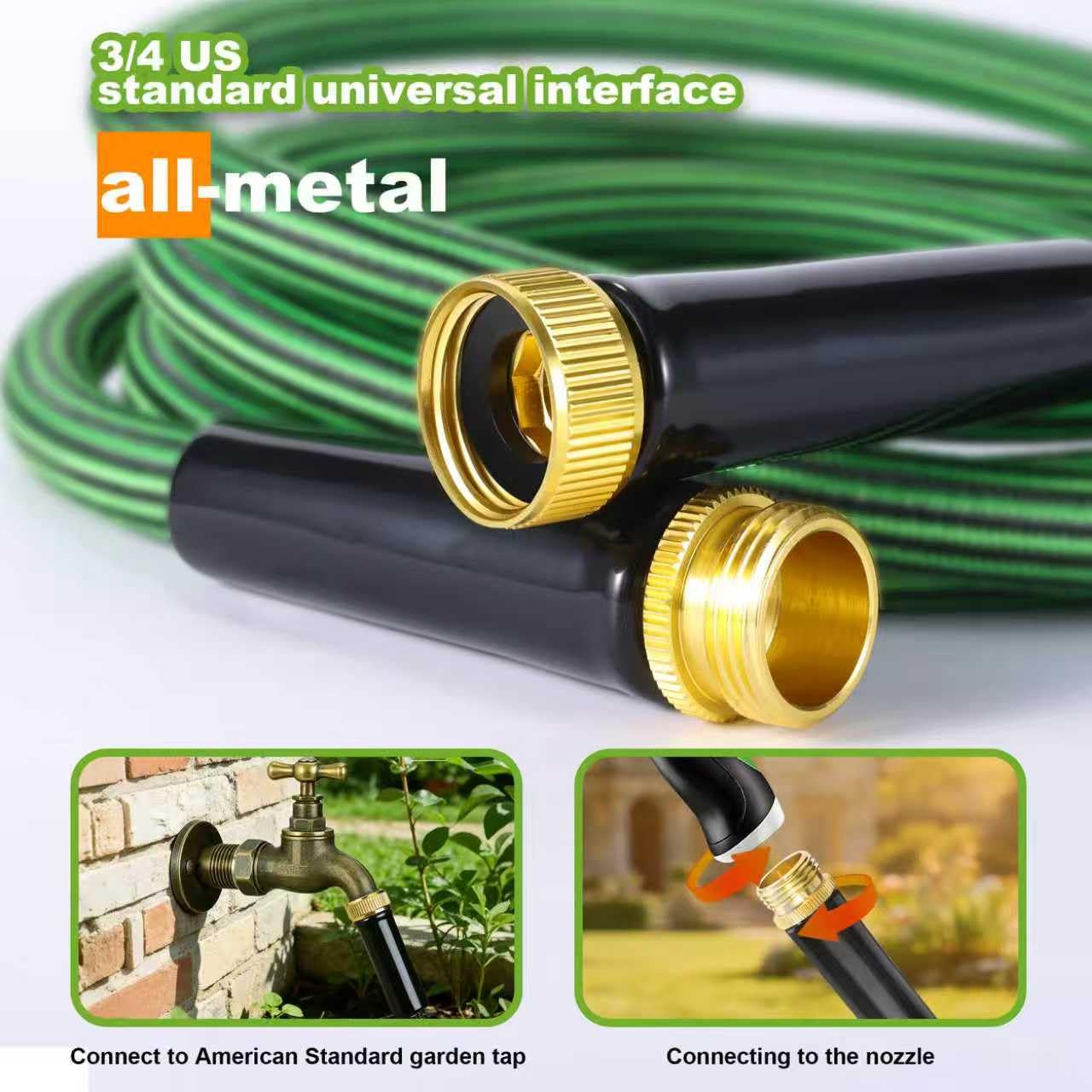 Torioweg Garden Hose 50 FT-Triple-layer pipe, Heavy Duty Water Hose with solid Aluminum Fittings, Ultra-Lightweight and Flexible, Abrasion-Resistant, Rust-Resistant,Watering and Cleaning for Outdoor