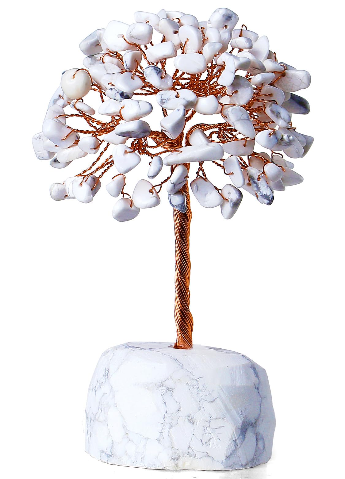 QINJIEJIE White Howlite Healing Crystals Tree Decor Natural Stone Crystal Reiki Gemstone Base Copper Wire Money Tree of Life Home Office Decor Spiritual Energy Feng Shui Good Luck Gift