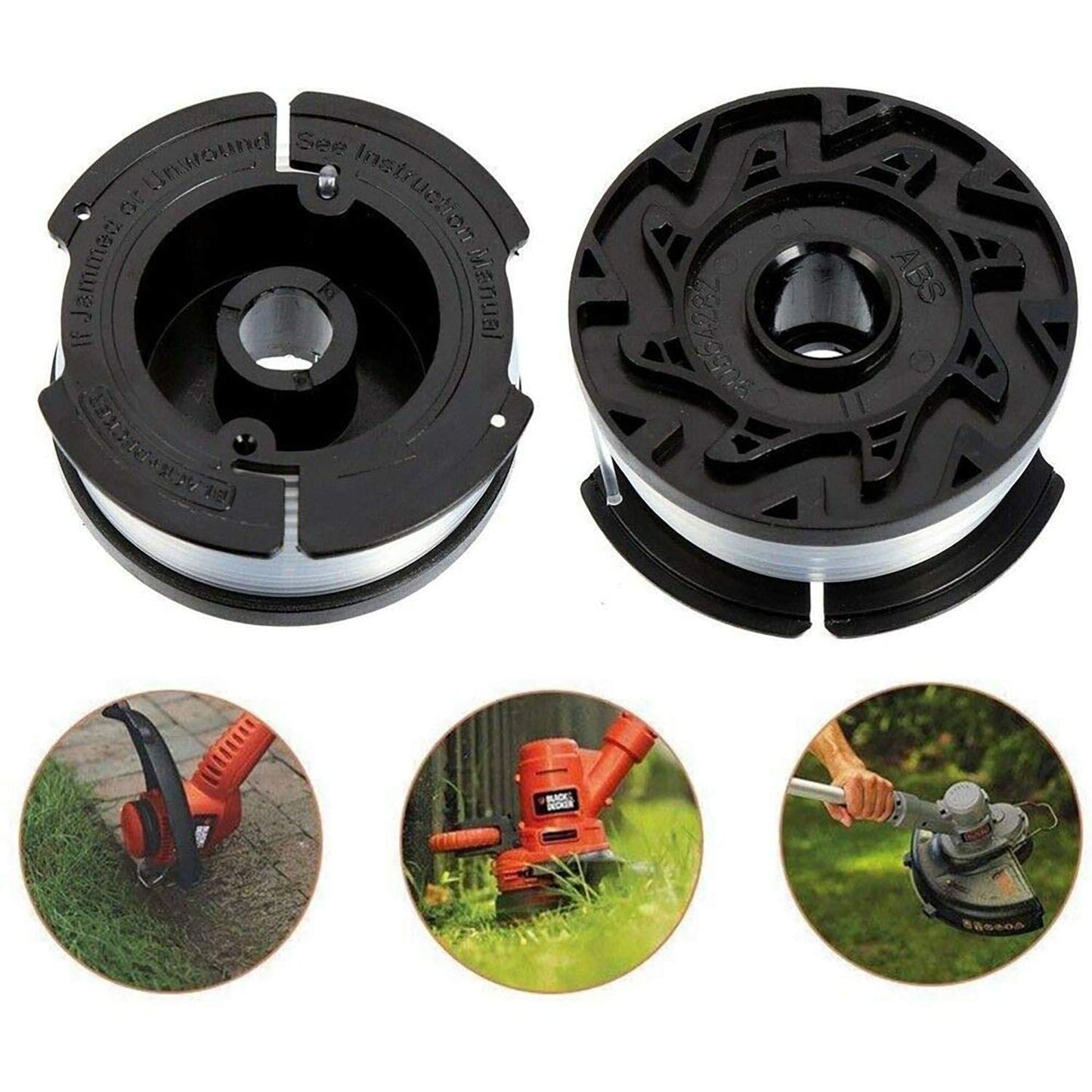THTEN AF-100 String Trimmer Spool Compatible with Black and Decker GH600 GH900 LST201 LSTE525 BESTA510 30ft 0.065" Refills Line AFS Weed Eater Edger with RC-100-P Spool Cap Covers 6 Pack