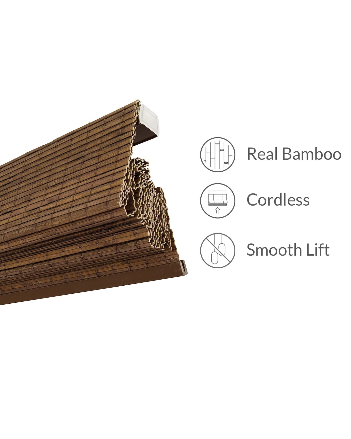CHICOLOGY Bamboo Roman Shades - Customer Favorite Blackout Blinds for Windows, Premium Quality, Ideal for Home, Moose (Blackout) Brown, 27" W X 64" H