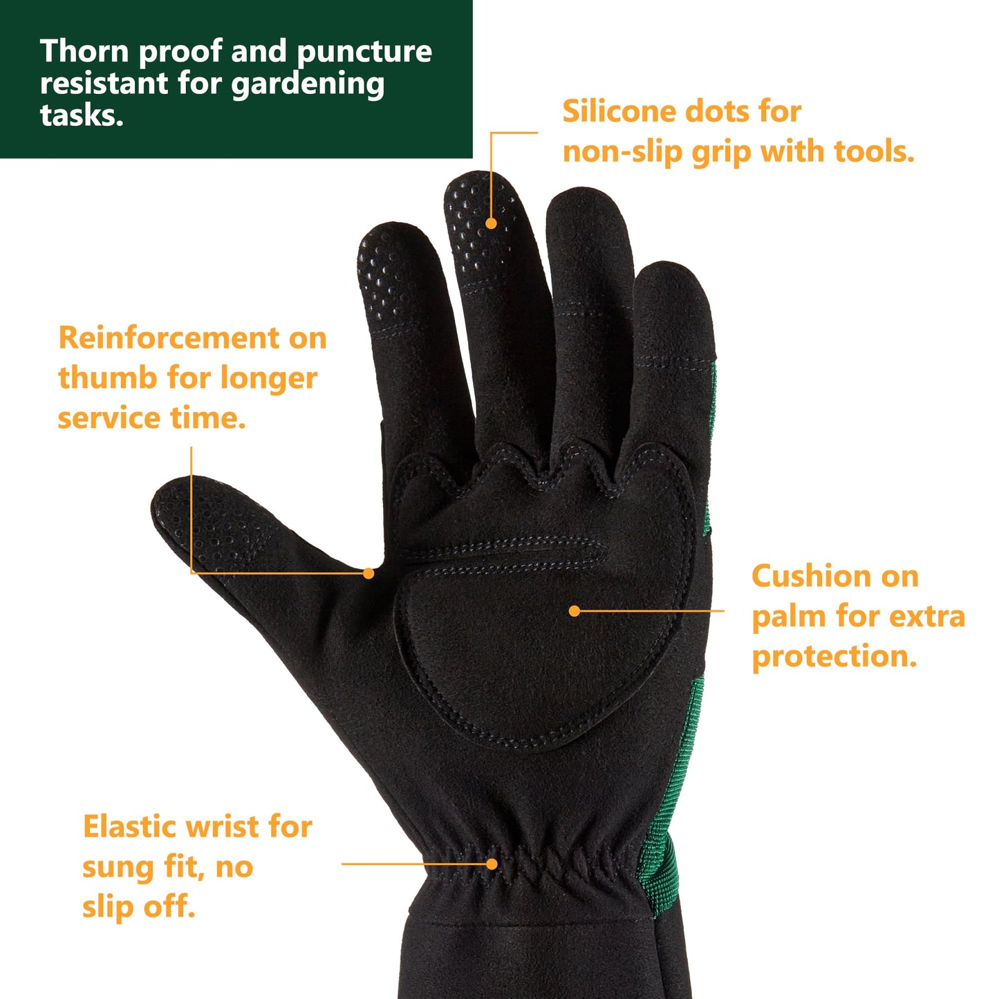 COOLJOB Thorn Proof Rose Pruning Garden Gloves for Men, Long Sleeve Padded Yard Work for Bush, Blackberry, Cactus, Heavy Duty/Puncture Resistant/Machine Washable, Xlarge, Green