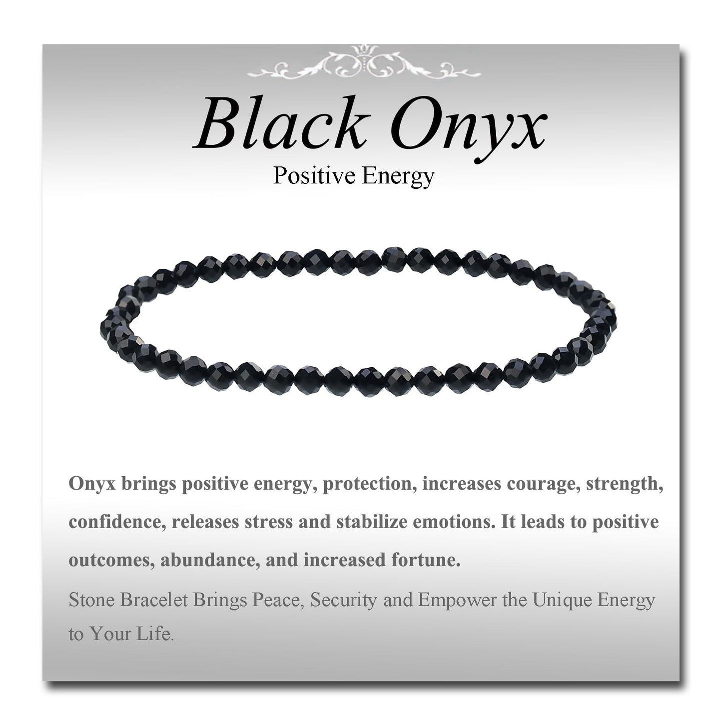 MASSIVE BEADS Natural Genuine Gemstone Beads Healing Crystal Chakra Reiki Jewelry Faceted Round Beads Bracelets (Black Onyx, 3mm)