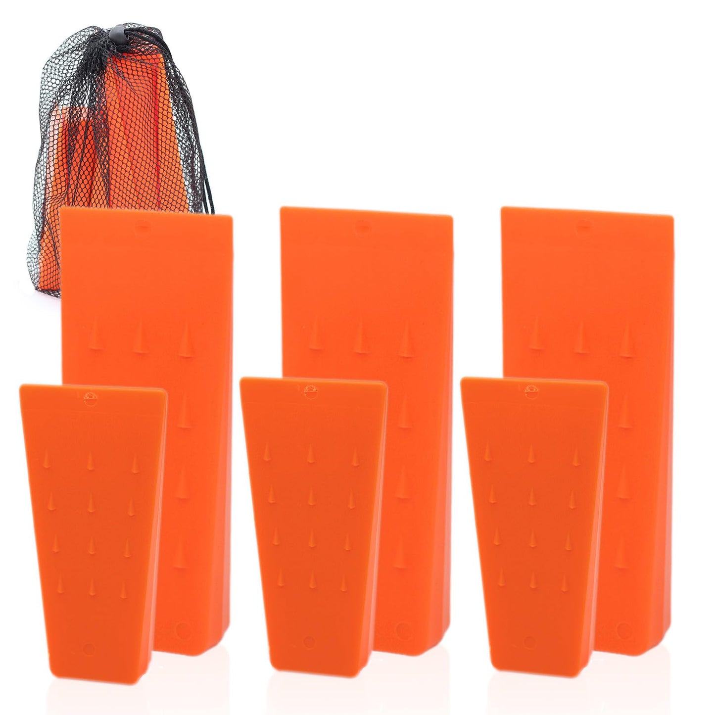kuzuryu 6pcs Tree Felling Wedges 5.5” & 8” Combo - ABS Plastic Logging Tools with Anti-Slip Teeth, Chainsaw Accessories for Medium Trees (Mesh Bag)