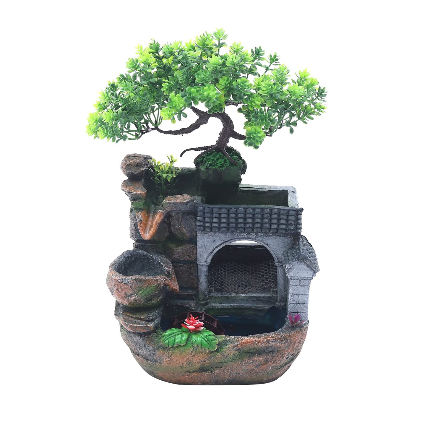 Indoor Rockery, 120V Tabletop Water Fountain Decor, 7.87 * 5.9 in Atomizing Waterfall Rockery Stone Tabletop Simulation Landscape Ornaments for Living Room, Study, Office Decor
