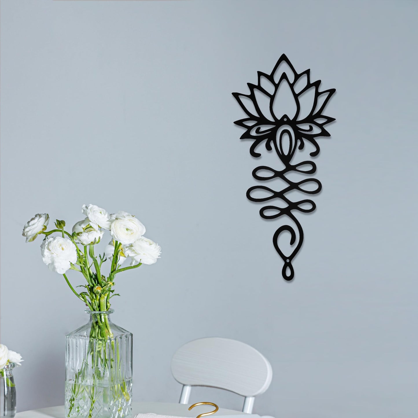 Lotus Flower Wall Decor – Black Metal Yoga Wall Art with Lotus Design, Spiritual Home Décor Sculpture for Meditation Spaces, Living Room, Bedroom, Office
