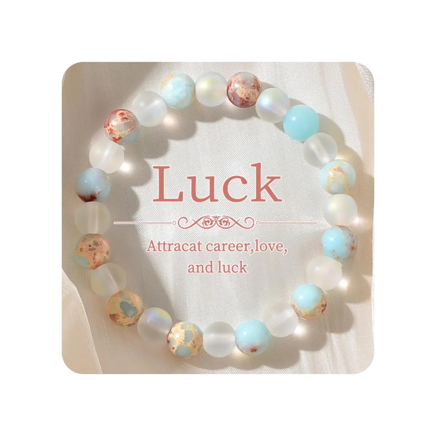 TUQBA Healing Crystal for Women and Men Amazonite White Agate Stress Relief Natural Stone Stretch Beaded Bracelet Christmas Gift for Baptism, Birthday, Mothers days gift