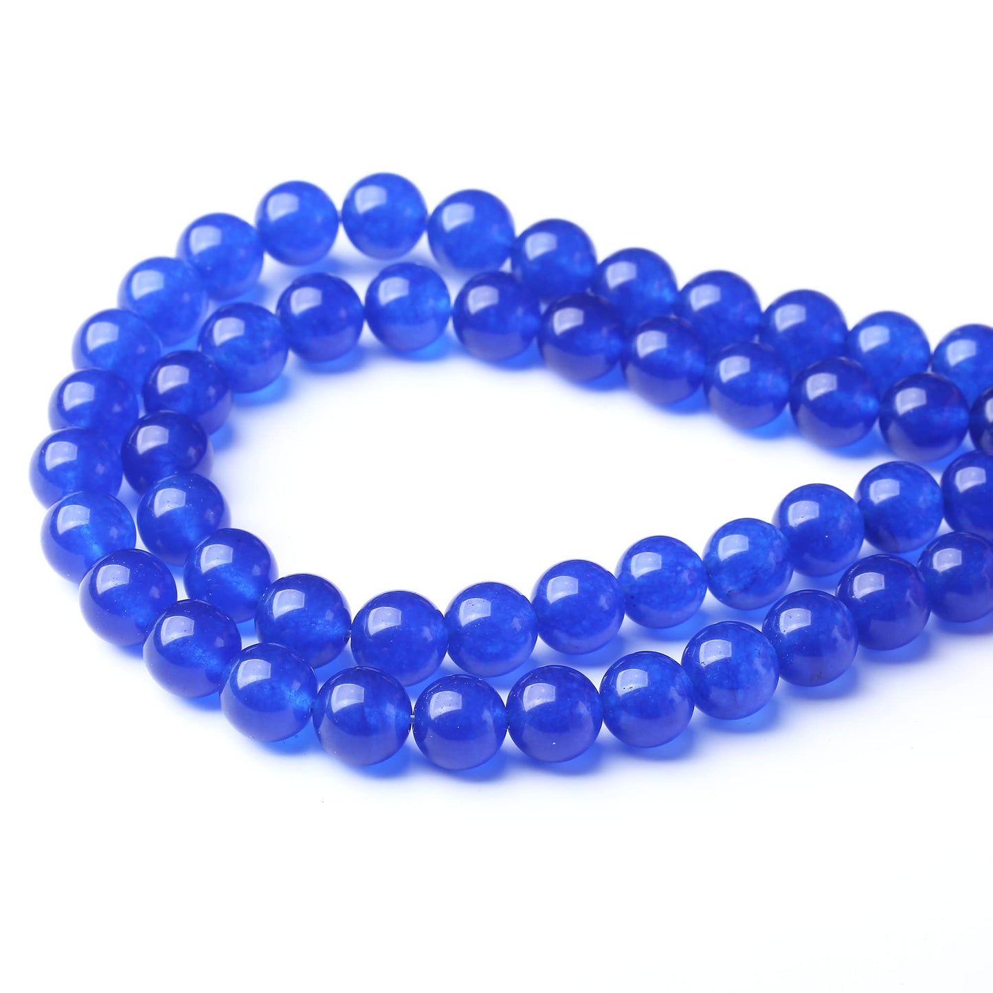 10MM Dark Blue Chalcedony Round Loose Beads Natural Gem Beads Crystal Energy Stone Beads for Jewelry Making DIY Bracelet Necklace
