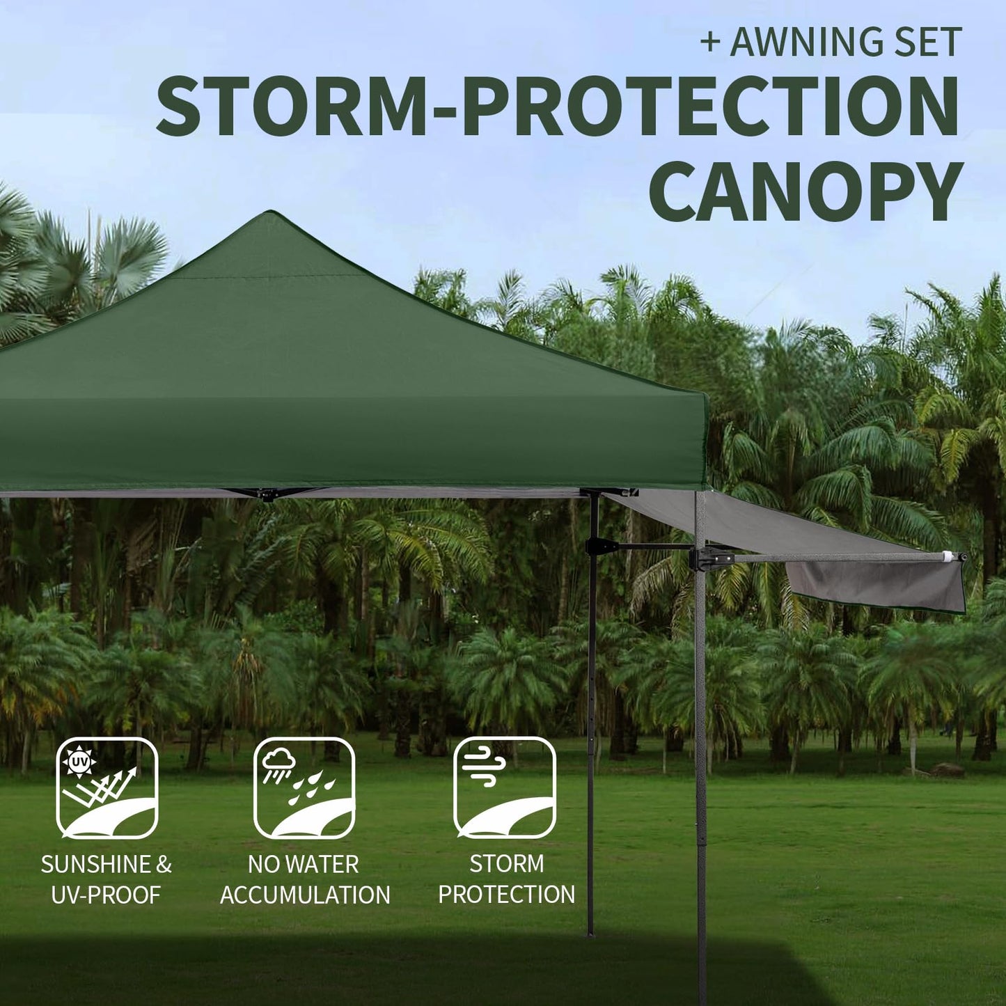 Pop up Canopy Tent with Awning Easy up Canopy with Wheel Bag Heavy Duty Waterproof Canopy Commercial Gazebo Tent for Outdoors Parties Vendors