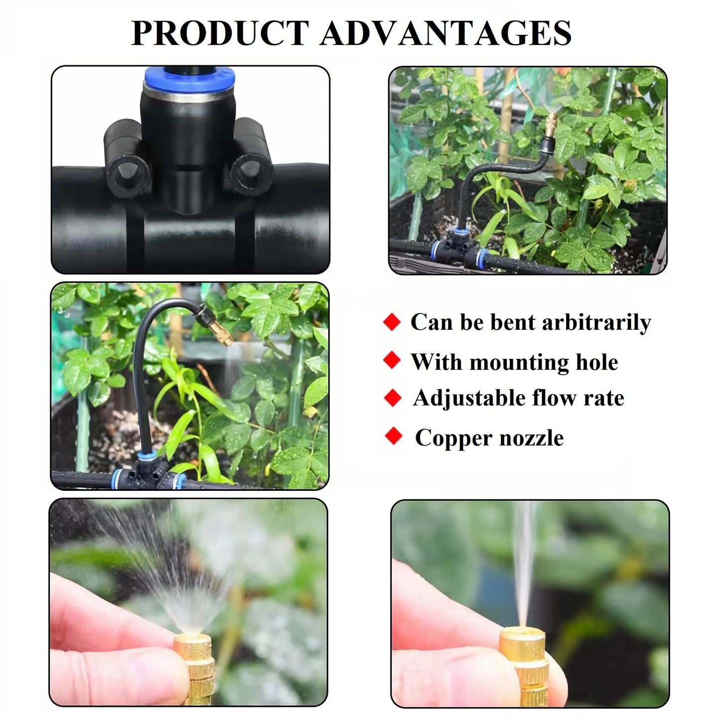 131FT Drip Irrigation Kits with Quick Connector,Automatic Irrigation System with Replaceable 360-degree Bending Dropper,atomizing Copper Nozzle for Watering System for Garden Plant Lawn Patio.