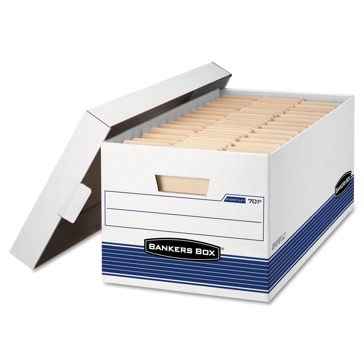 Bankers Box 12-Pack Medium Duty File Storage Boxes with Lids, FastFold Assembly, 24 Inch Letter, STOR/FILE, (00701)