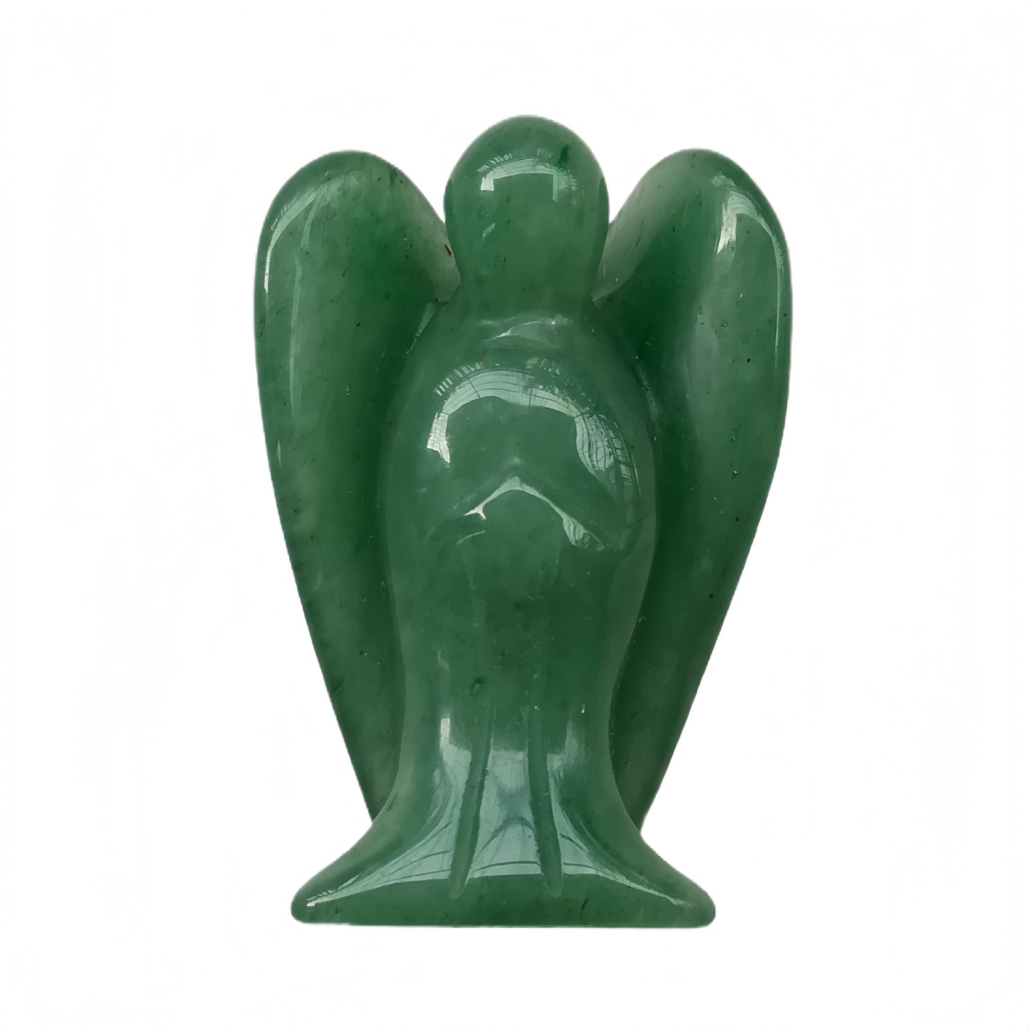 Afucats Natural Green Aventurine Healing Guardian Angel Indoor Decorative Stone,1.5 Inches Carving Pocket Palm Statue,Gift for Her Christmas Décor
