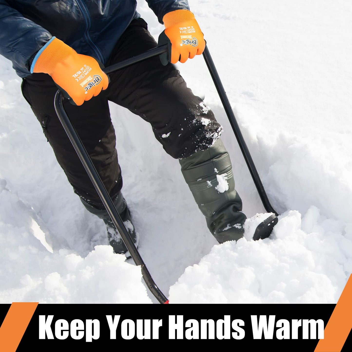 Brigic Winter Work Gloves for Men, Waterproof Work Gloves for Cold Weather, Insulated Freezer Gloves, Keep Working at 0℃/32℉, XL 1 pair