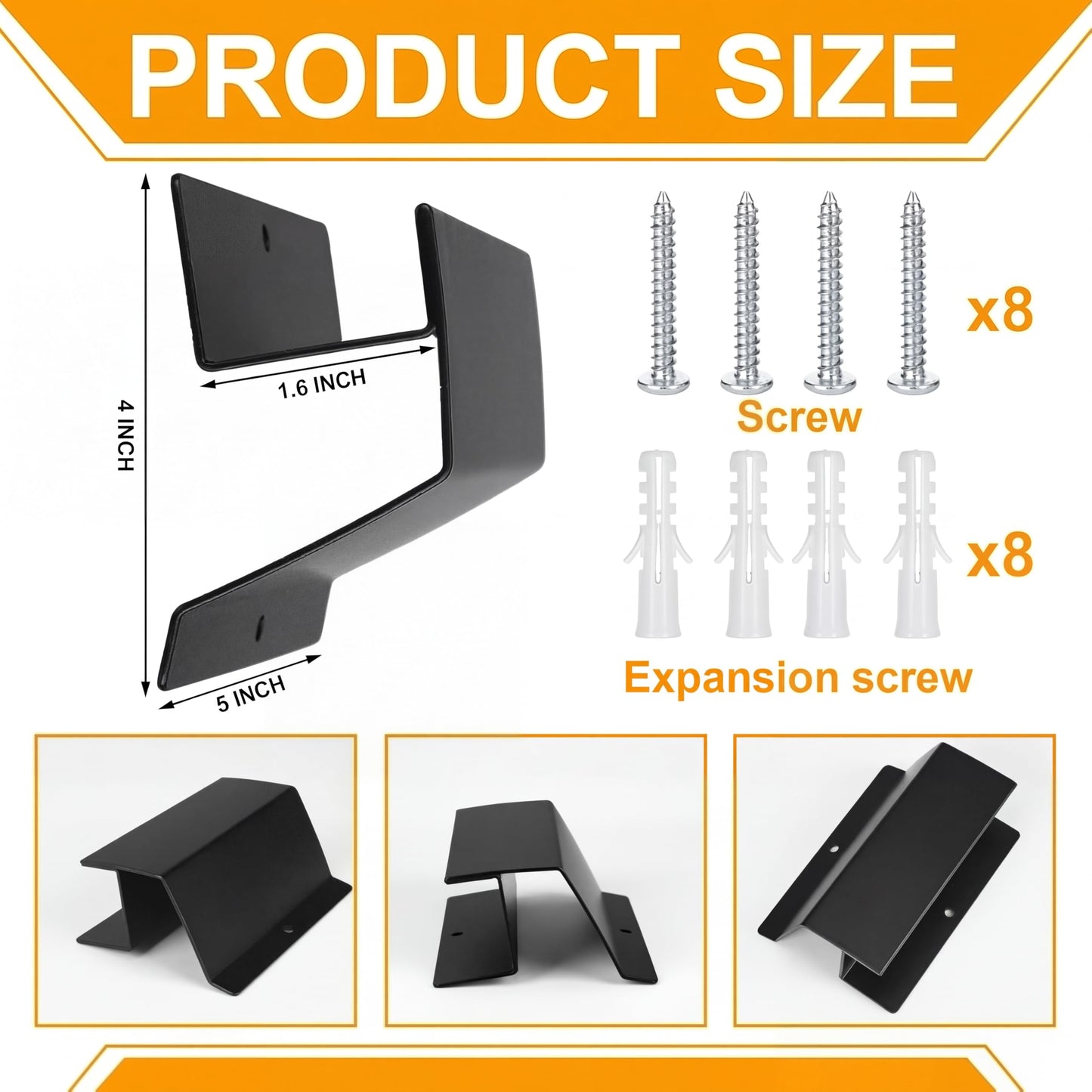 Beeveer 4 Pack Ladder Hooks for Garage Wall Heavy Duty Steel Ladder Brackets with Mounting Hardware, Heavy Duty Utility Hanger for Step, Wheelbarrow & Garden Tools Storage, 50 Lbs Capacity