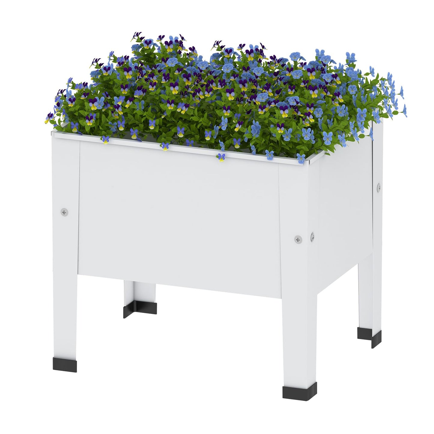 aboxoo 14 inch Planter Raised Garden Bed with Legs Outdoor Metal Small White Planter Box Elevated Garden Bed for Vegetables Flower Herb Patio