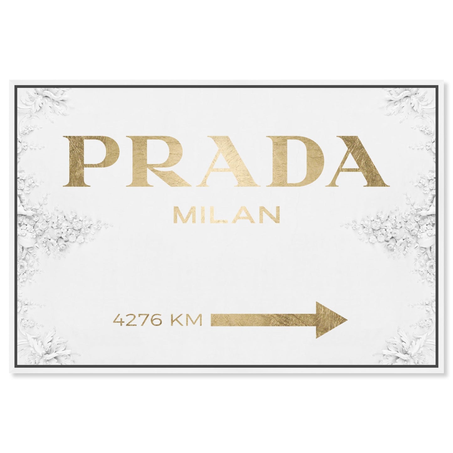 Oliver Gal Typography and Quotes Contemporary Large Canvas Wall Art Milan Sign Contemporary Gold Ready to Hang Home Decor 30 x 45 Gold and White Large Canvas Art for Bedroom