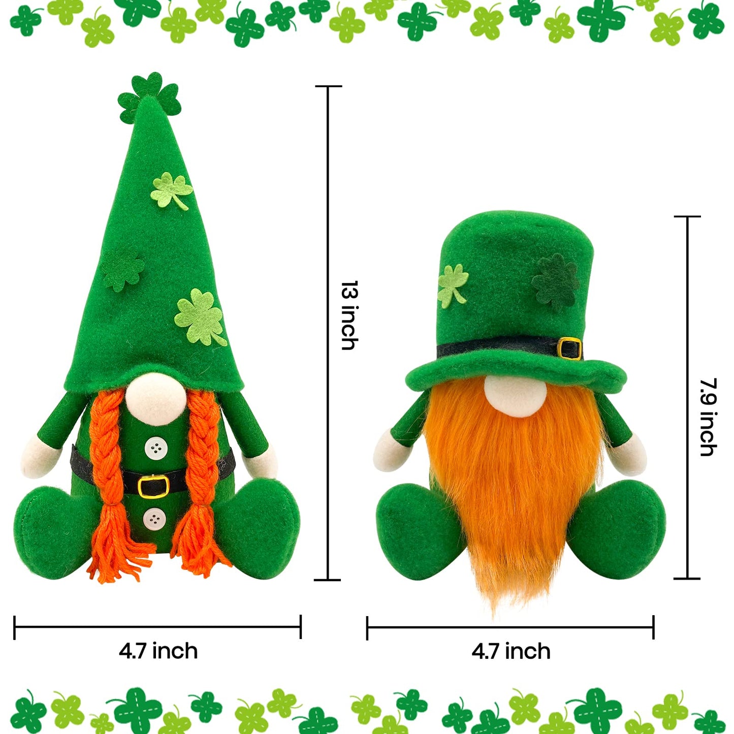 St Patricks Day Decorations - St Patricks Day Decor - Leprechaun Stuffy Doll, St Patrick's Day Plush Shamrock Gnomes Decorations for Home, Office - St. Patricks Day Table Centerpiece - Irish Gifts