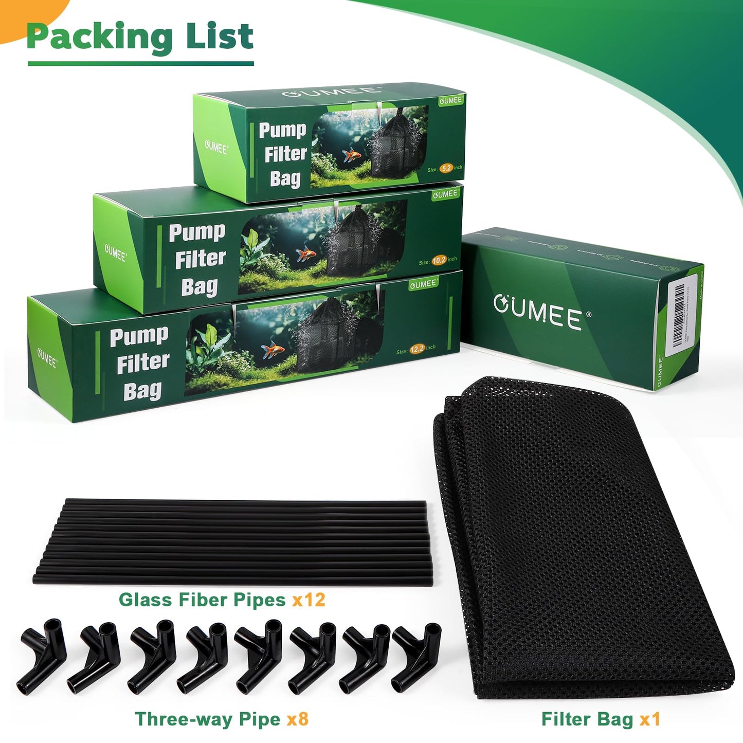 OUMEE Pump Filters Bag, Pond Barrier Bag Large Pump Mesh Bags for Outdoor Water Koi Fish Ponds (12.2 in)