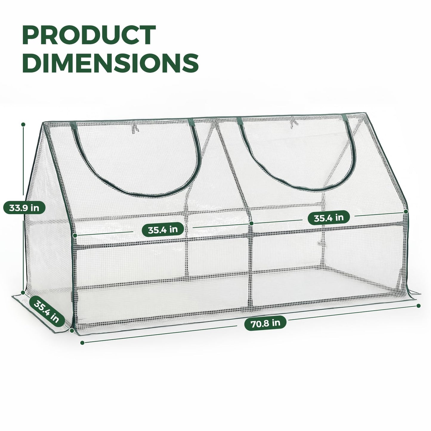 Gentingbro 71“Lx36 Wx34 H Mini Greenhouses Outdoors with Zippered Doors & Roll-up Windows Portable Quick-Setup Small Green House Waterproof UV Protected PE Cover Shelter for Garden Plants