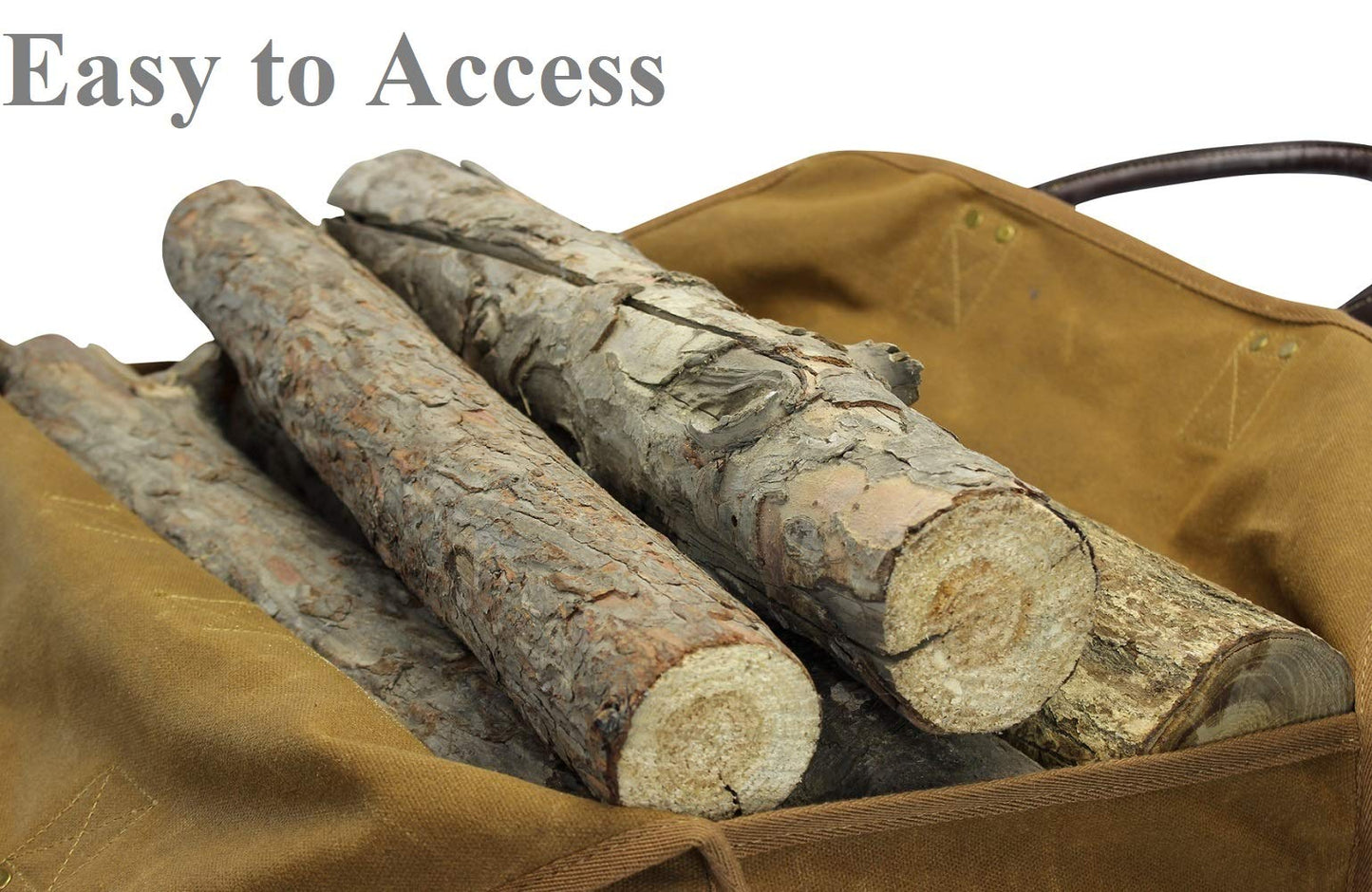 INNO STAGE Firewood Log Carrier Bag Waxed Canvas Tote Holder with Fireplace Pure Leather Gloves for Hay Hauling Outdoor Camping, BBQ Barbecue