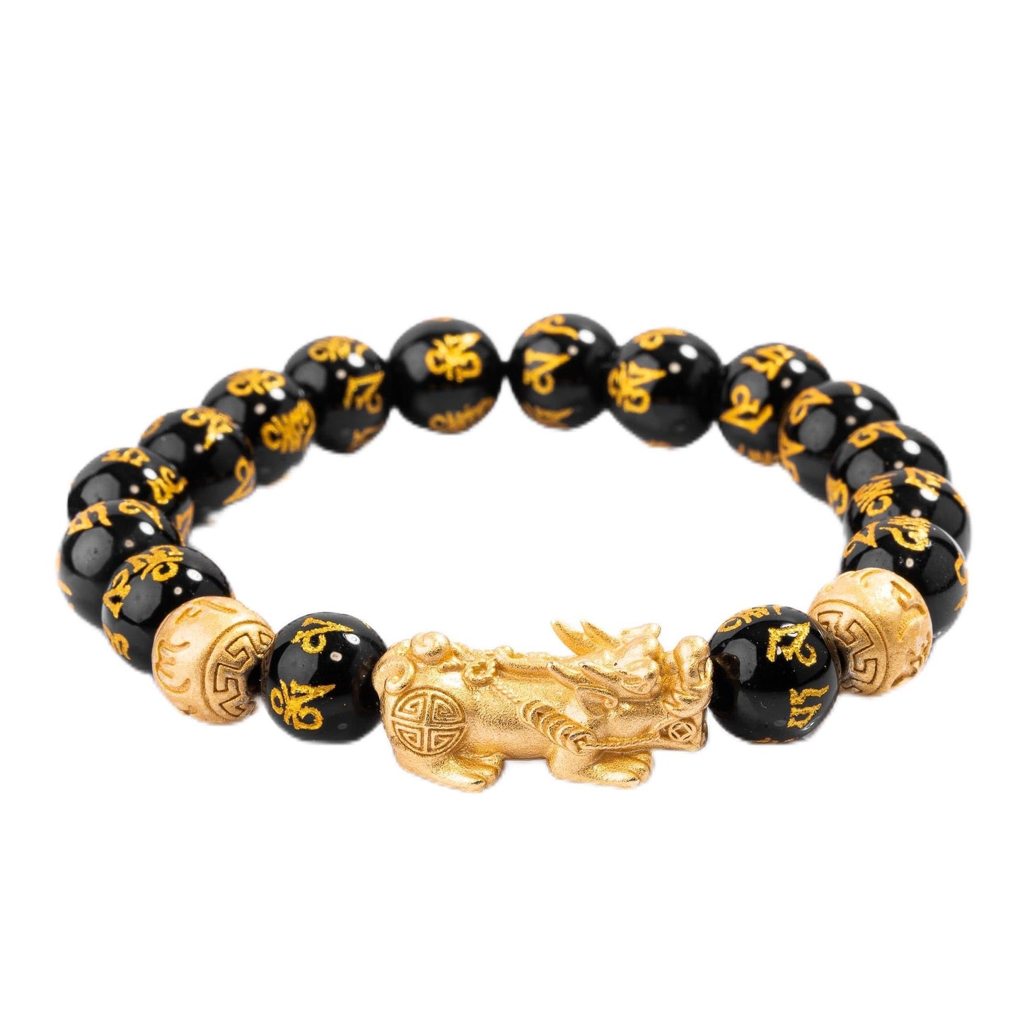 Buddha & Karma Feng Shui Pi Xiu/Pi Yao Black Obsidian Bracelet – Lucky Charm for Wealth, Protection & Success – Energy Healing Jewelry for Men & Women