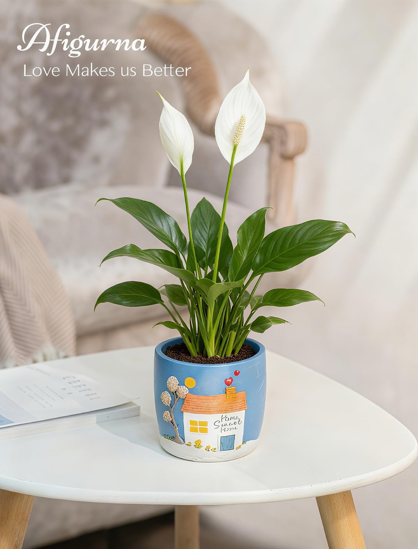Afigurna New Home Gift Ideas: New Home Apartment Plant Gift for Plant Lover - 5.3in Hand-Painted 3D Art Planter - Gardening House Warming Present for Christmas