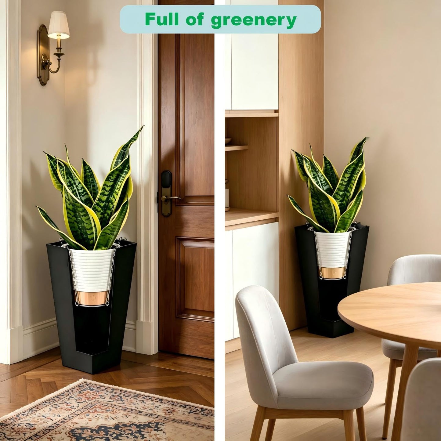 Shrandi 2026 2PCS Adjustable Planter Insert for Large Pots, 10–18” Pot Riser with Chains & Hooks, No Soil Pot Filler for Tall Planters, Stainless Steel Plant Stand for Indoor Outdoor Decor