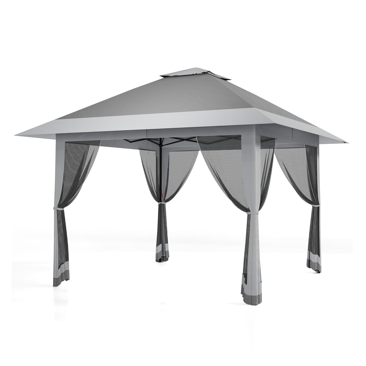 13x13 ft Pop Up Canopy Tent, One-Push Setup Gazebo with Mosquito Netting, 4 Sandbags, Height Adjustable, Waterproof UV Protection for Backyard Parties, BBQs, Camping