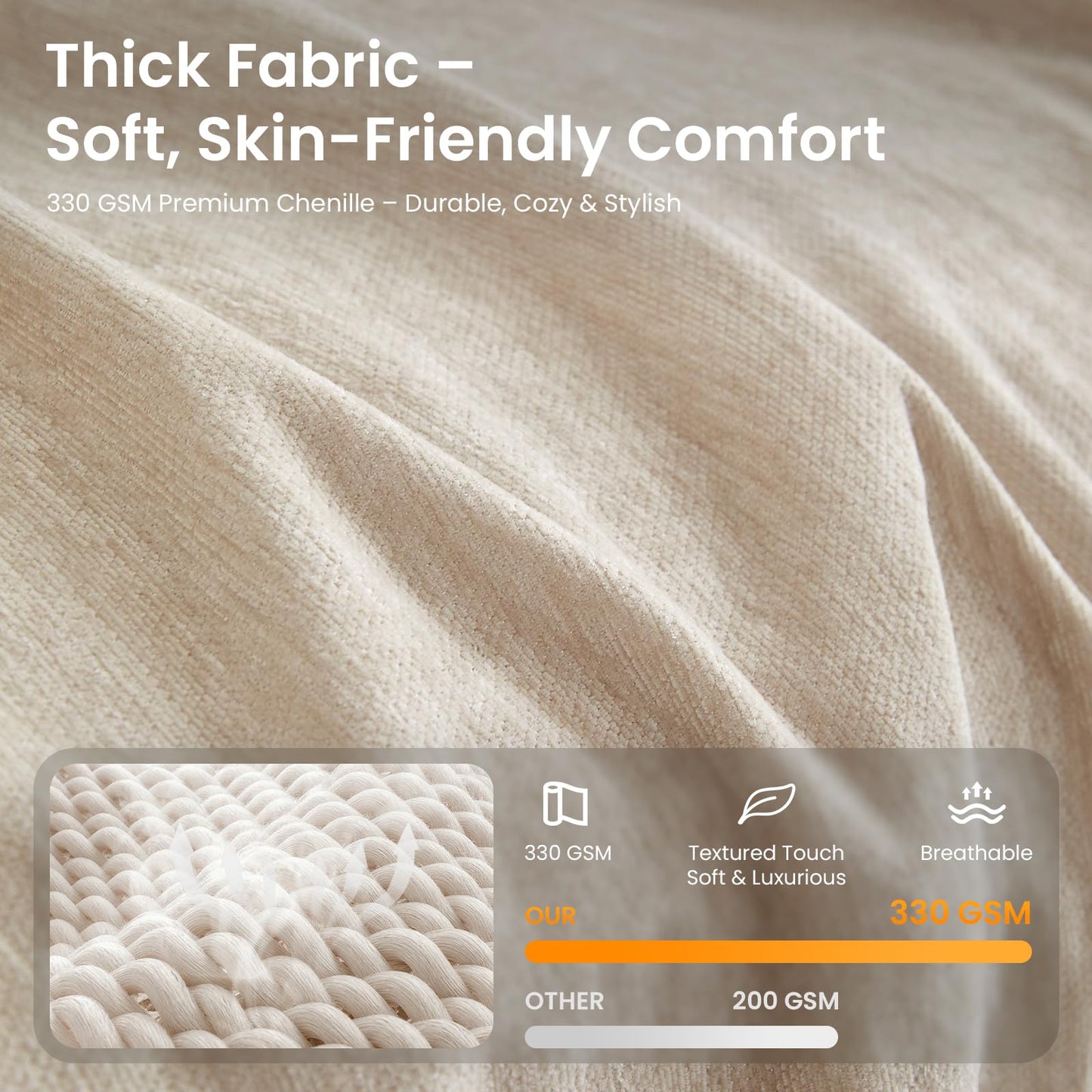 LUNETIO Couch Cover Blanket - Thick Chenille Sofa Cover Protector for Large Couch, Washable Slip Sofa Throw for Dogs, Pets, Cats, Chairs, Cushions & Sectional Seats (71 x 150, Light Brown)