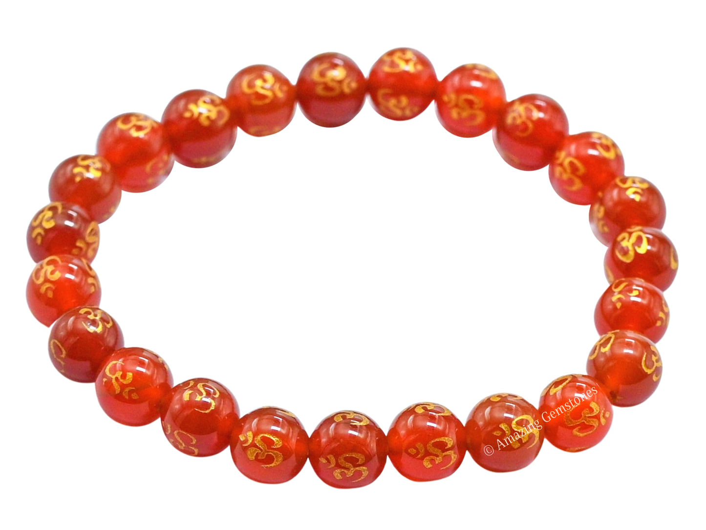 Amazing Gemstone Crystal Bracelet for Women Men's Gifts - Protection Healing Crystal Bracelet - 8mm Gemstone Beaded Stretchable Bracelet Pulseras Para Hombres Mujer Stocking Stuffers Mothers Day Gift (Red Agate OM)