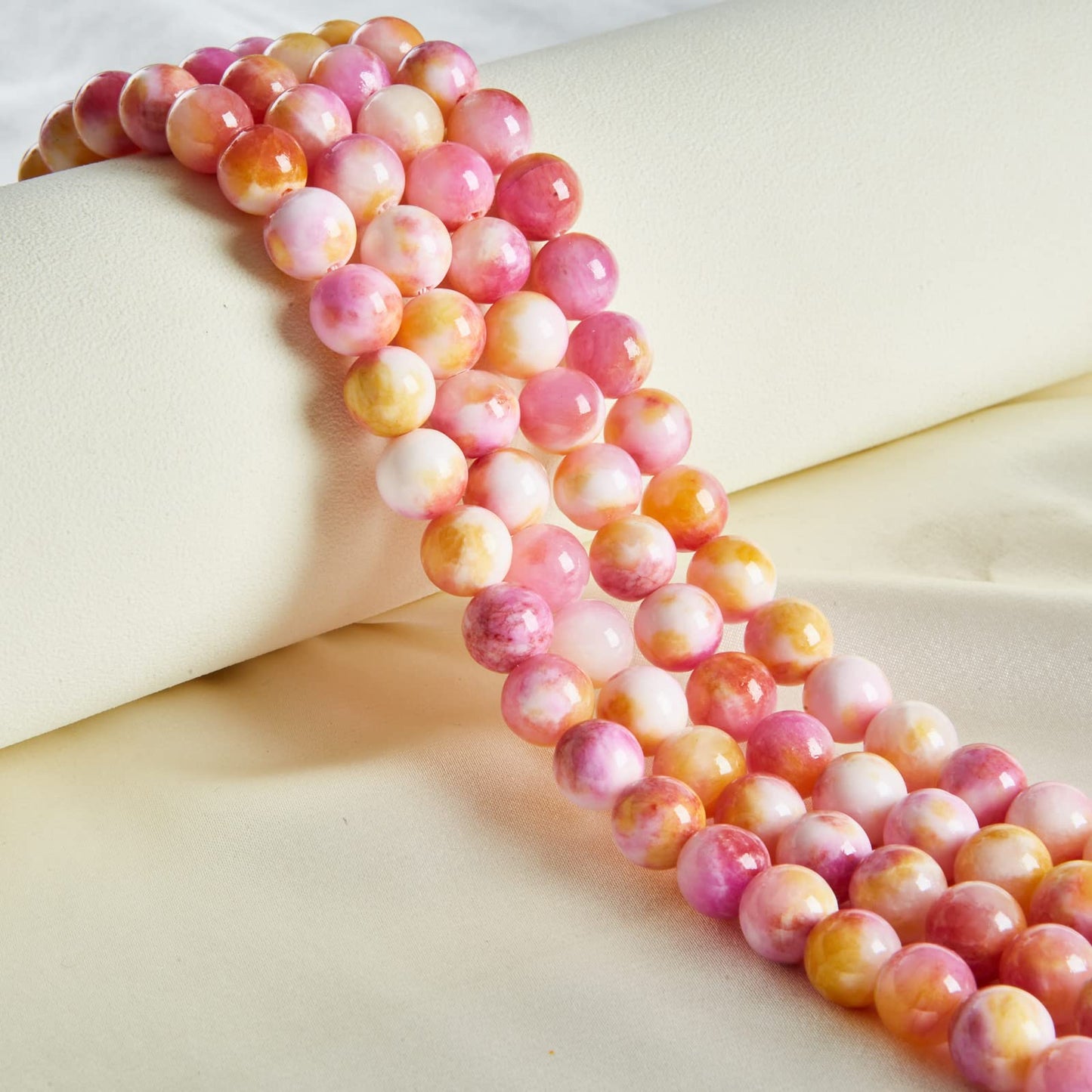 100pcs 6mm Pink Yellow Jade Beads Natural Gemstone Beads Round Loose Beads for Jewelry Making