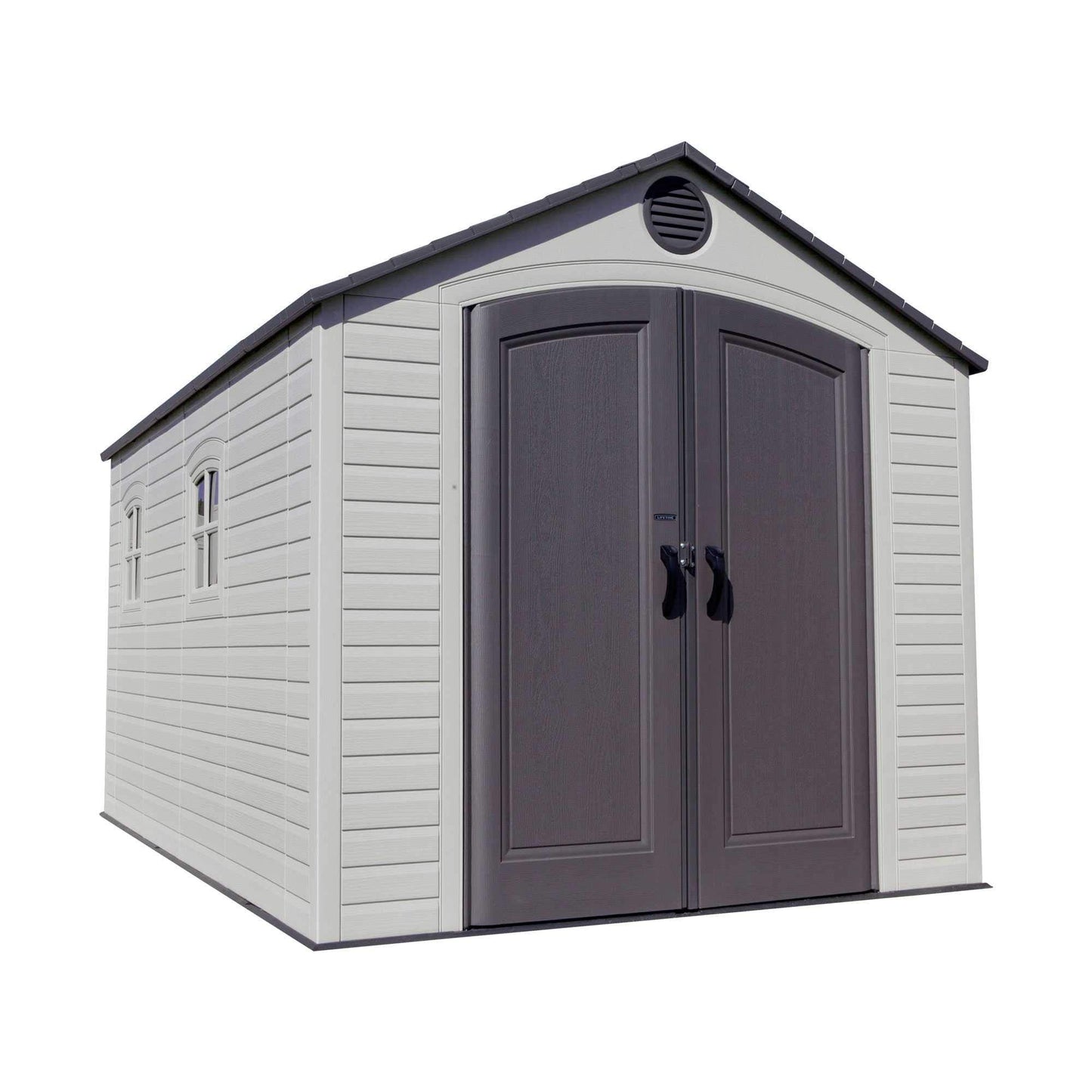 Lifetime 60075 Outdoor Storage Shed, 8x15 Ft, Desert Sand, Resin Backyard Tool Shed with Lockable Doors and Weather-Resistant Panels