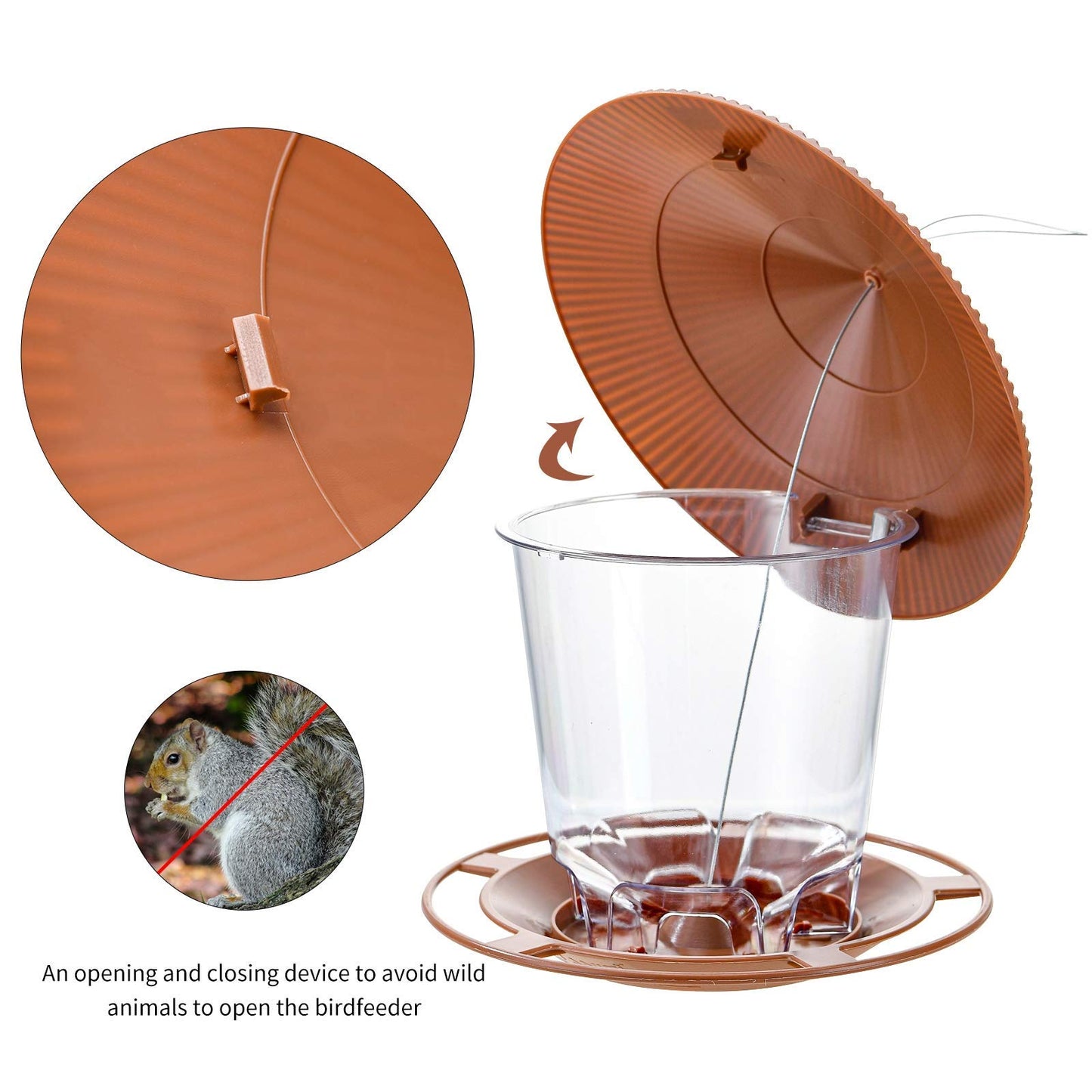 Hanizi Bird Feeder Outdoor Hanging for Wild Bird Seed, Brown