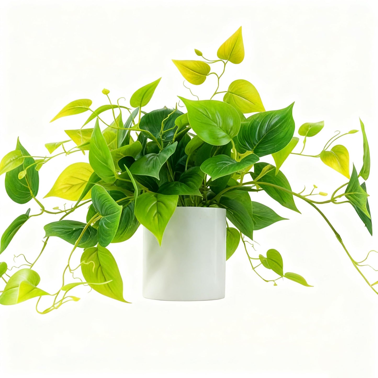 RYVIEL Artificial Pothos Plant in White Pot,Fake Potted Plants for Home Decor Indoor, Faux Greenery for Desk Shelf Living Room Office Bathroom Indoor Outdoor