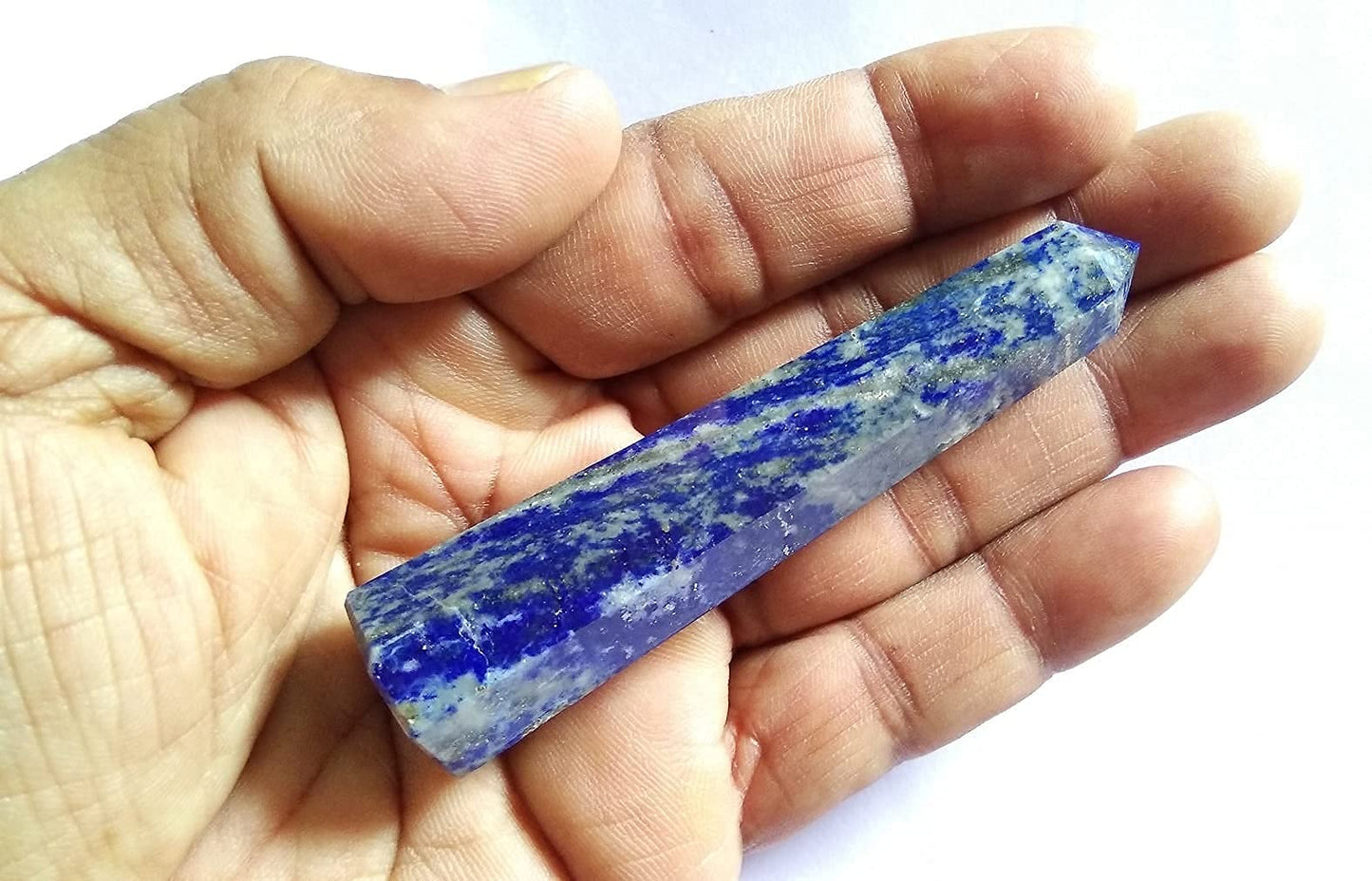 WholesaleGemShop Lapis Lazuli 3 Inch Gemstones Obelisk Tower Jumbo Facet Aura Rock Crystal Natural Polished Earth Wand Spirit
