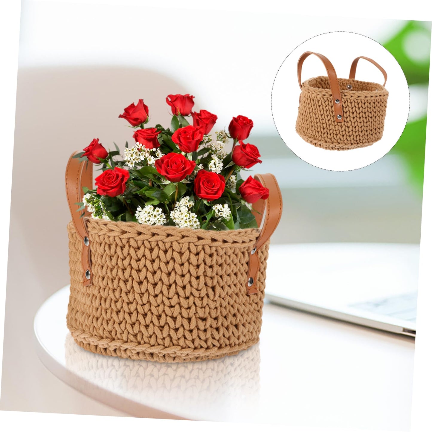 STOBAZA 1pc Cotton Rope Basket Woven Storage Basket Natural Rope for Home Organization