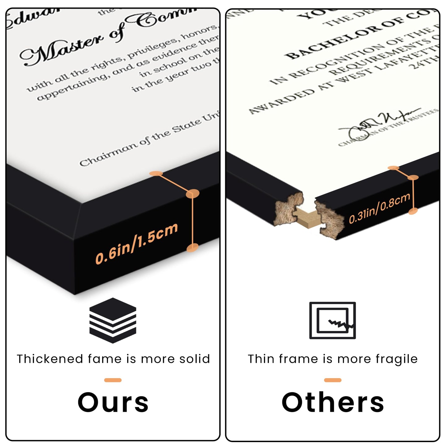 upsimples Certificate Frame with Clear Plexiglass, 8.5 by 11 Picture Diploma Document Degree Frames for Wall and Tabletop, Black, 1 Pack