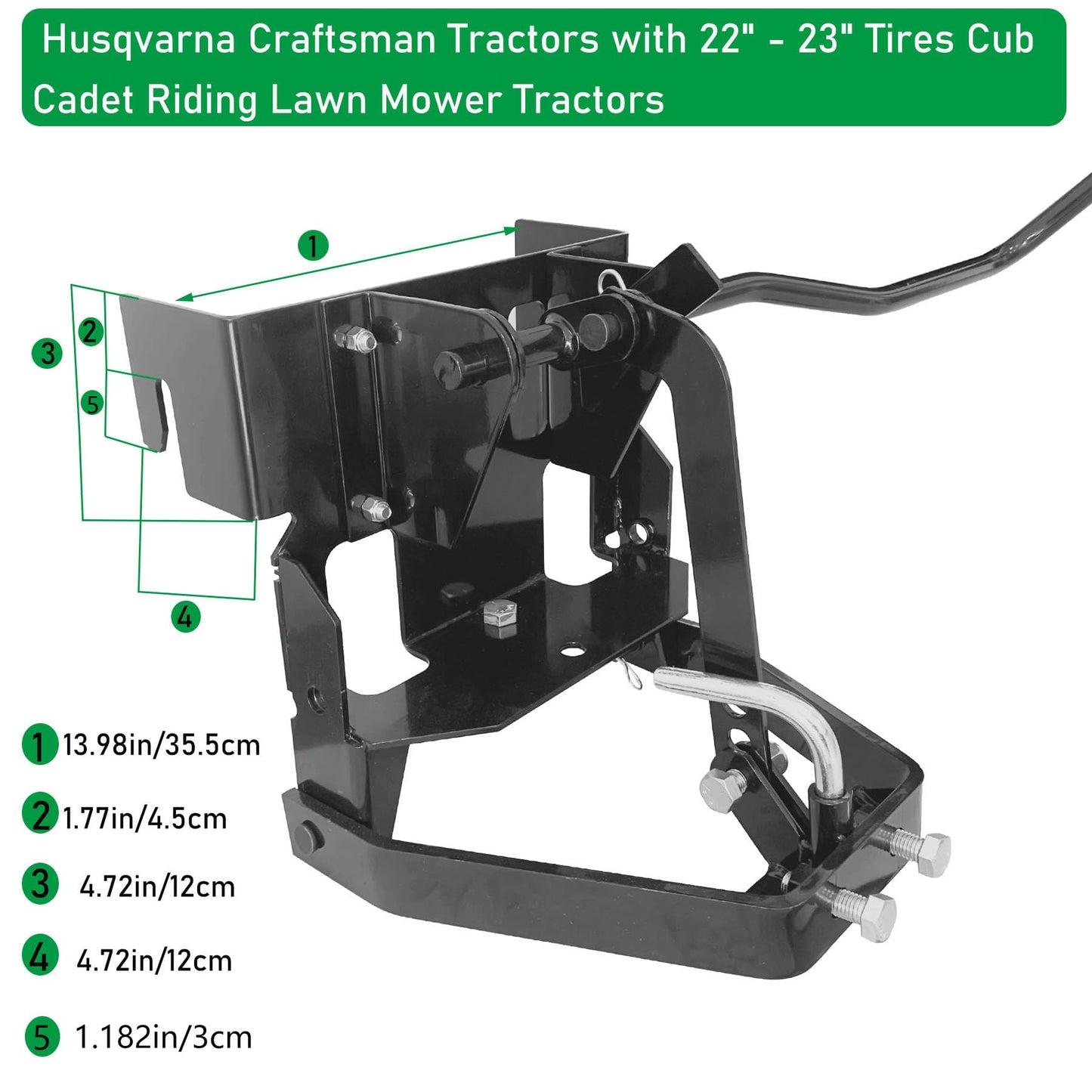SUONE 585607901 Garden Tractor Sleeve Hitch Attachment Rear Mount Compatible with Husqvarna Craftsman T200 T300 Series for with 23" Or Larger Rear Tires Cub Cadet Riding Lawn Mower Tractors